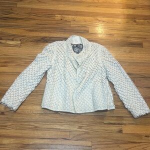 Rochas Cream Textured Teddy Jacket